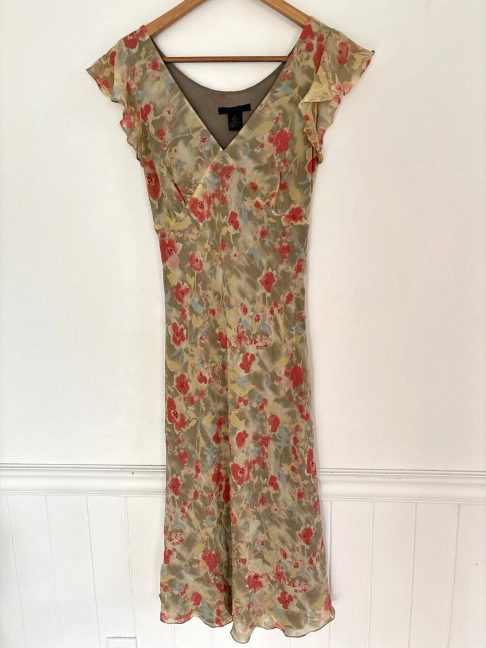 The Limited 100% Silk Floral Midi Dress in Size 6 Fairy Romantic Y2k 90s